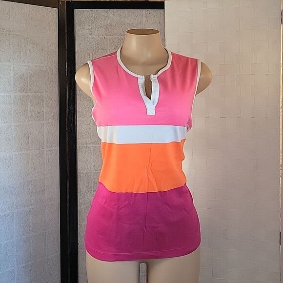 BRAND NEW KIM ROGER  MULTI-COLOR SLEEVELESS WOMEN'S GOLF SHIRT - Picture 1 of 12